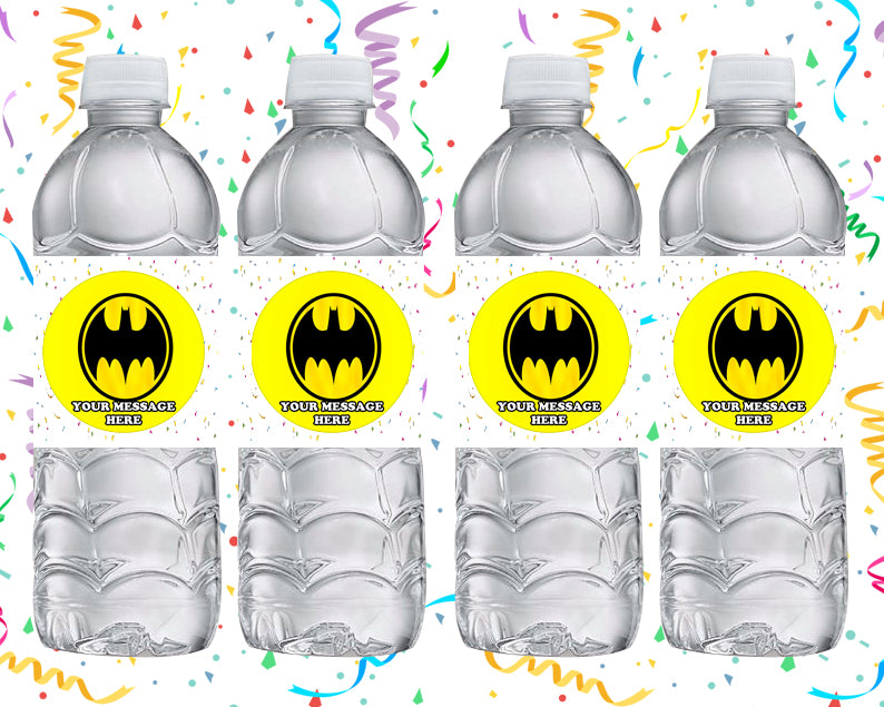 Batman Logo Water Bottle Stickers 12 Pcs Labels Party Favors Supplies Decorations