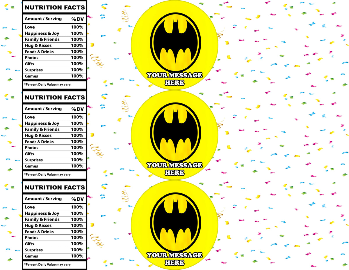 Batman Logo Water Bottle Stickers 12 Pcs Labels Party Favors Supplies Decorations