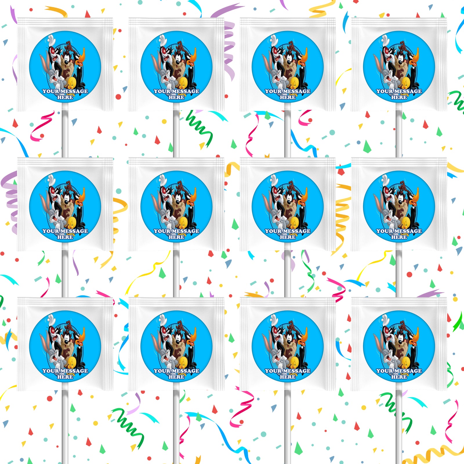 Looney Tunes Lollipops Party Favors Personalized Suckers 12 Pcs