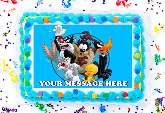 Looney Tunes Edible Image Cake Topper Personalized Birthday Sheet Decoration Custom Party Frosting Transfer Fondant