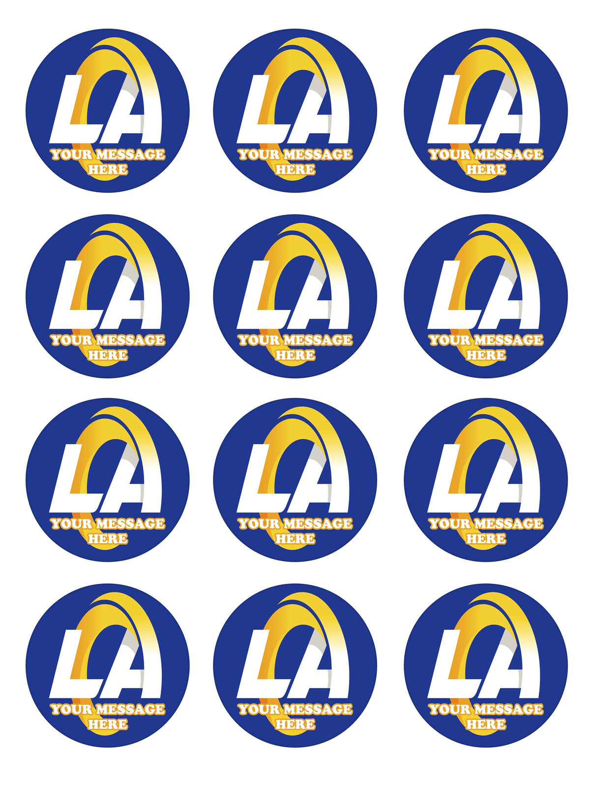 Los Angeles Rams Edible Cupcake Toppers (12 Images) Cake Image Icing Sugar Sheet