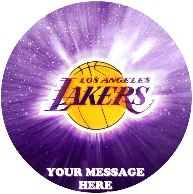 Personalised Los Angeles Lakers Edible Cake Topper Wafer Paper/Icing Paper  - Wafer Paper, 2, Circle 7.5