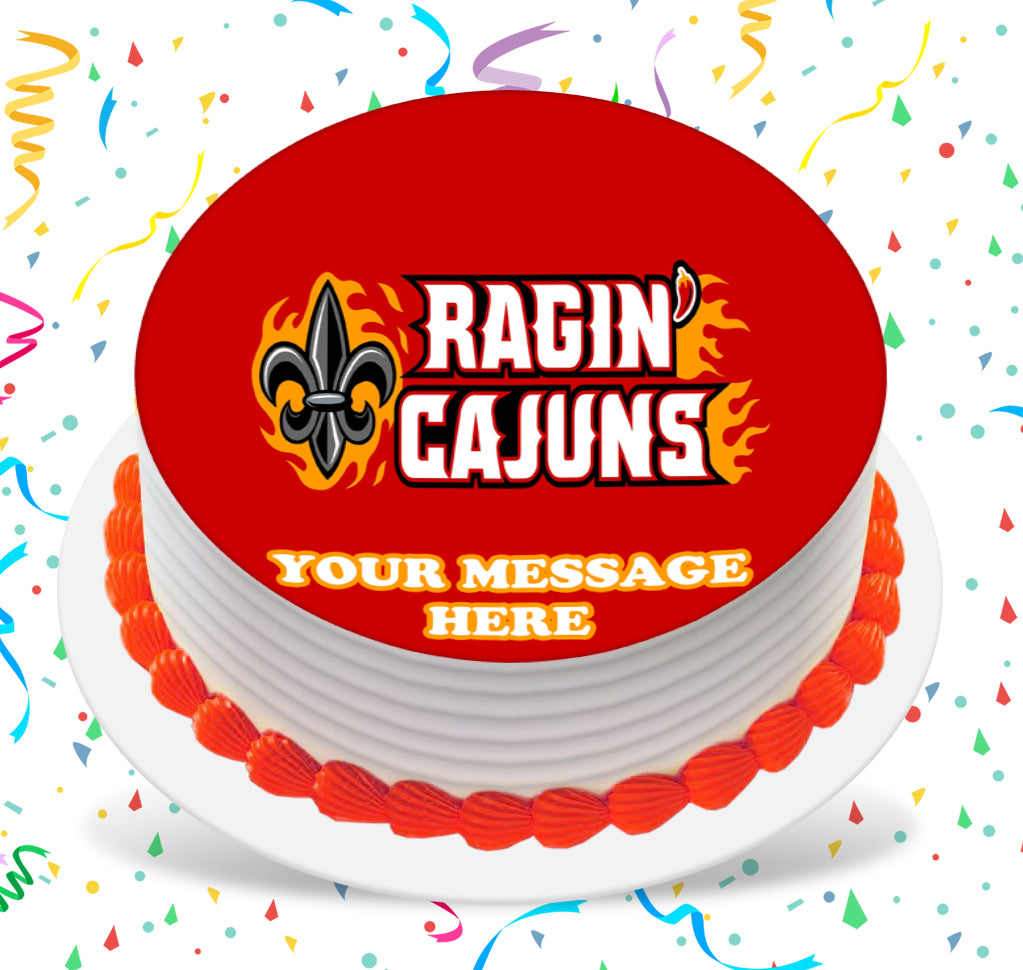 Louisiana Ragin&#39; Cajuns Edible Image Cake Topper Personalized Birthday Sheet Custom Frosting Round Circle