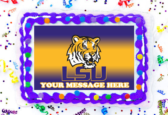 Louisiana State University LSU Edible Image Cake Topper Personalized Birthday Sheet Decoration Custom Party Frosting Transfer Fondant