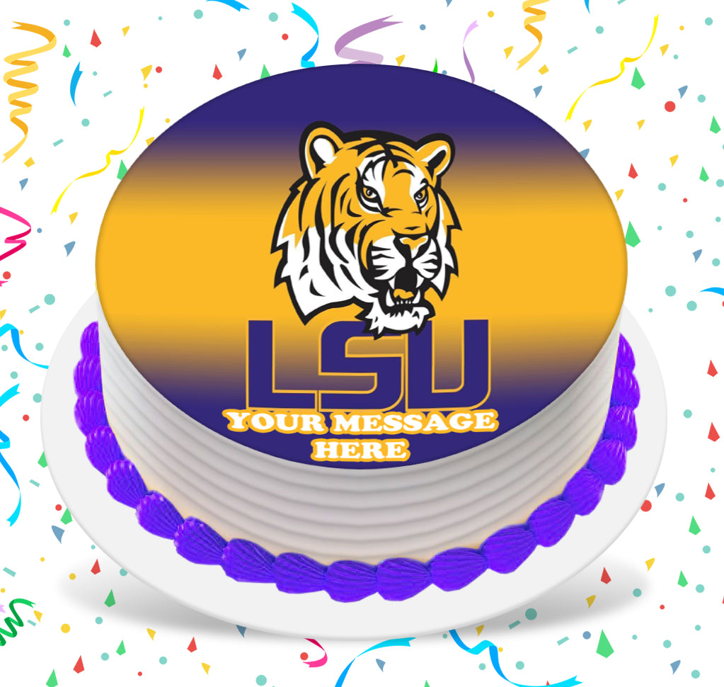 Louisiana State University LSU Edible Image Cake Topper Personalized Birthday Sheet Custom Frosting Round Circle