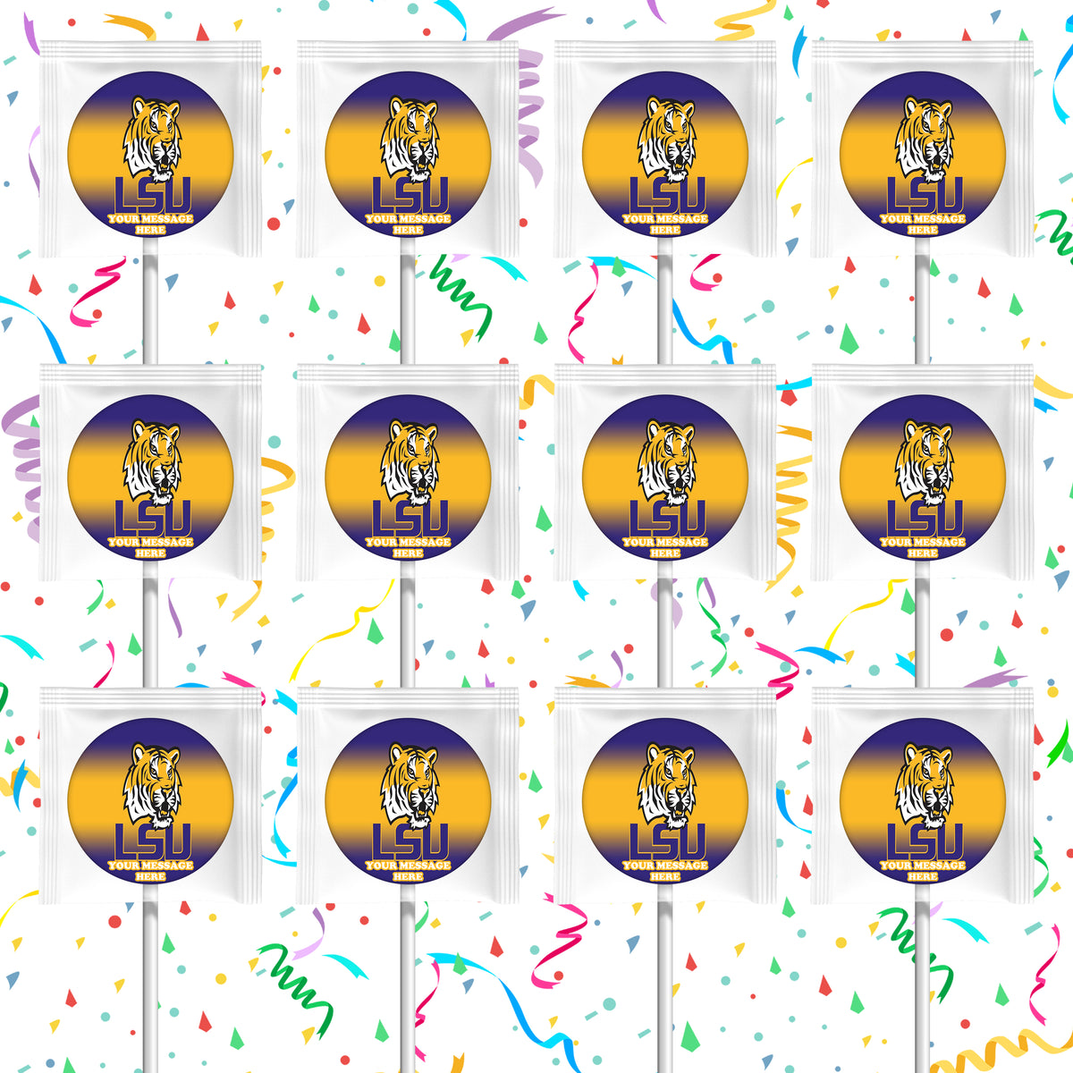 Louisiana State University LSU Lollipops Party Favors Personalized Suckers 12 Pcs