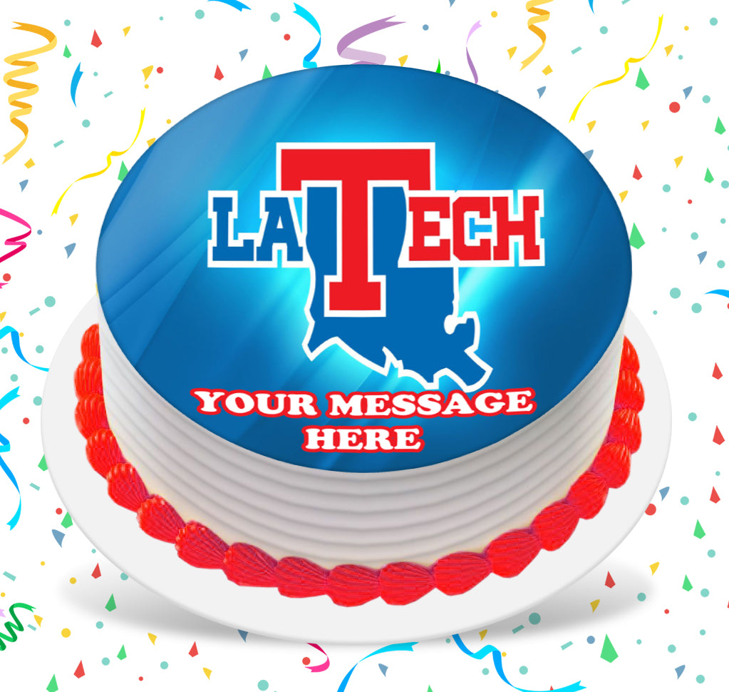 Louisiana Tech University Edible Image Cake Topper Personalized Birthday Sheet Custom Frosting Round Circle