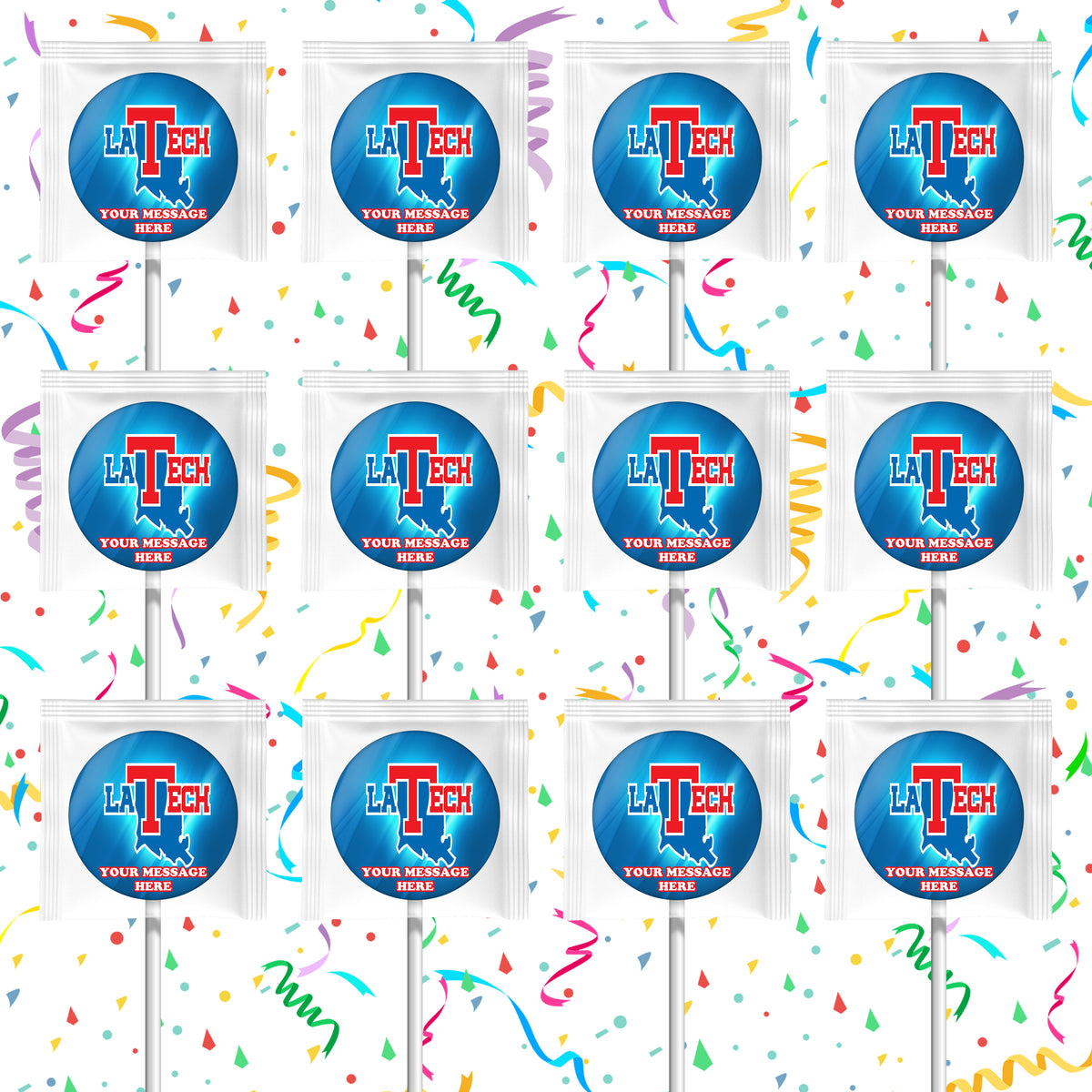 Louisiana Tech University Lollipops Party Favors Personalized Suckers 12 Pcs