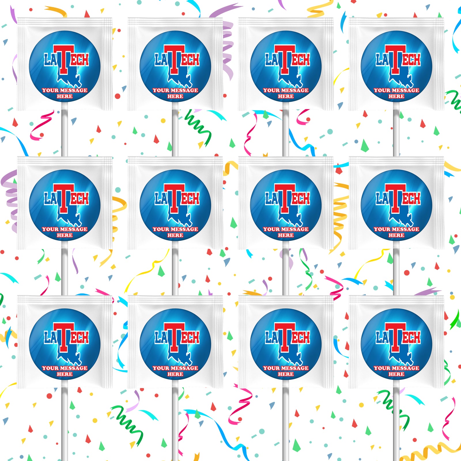 Louisiana Tech University Lollipops Party Favors Personalized Suckers 12 Pcs