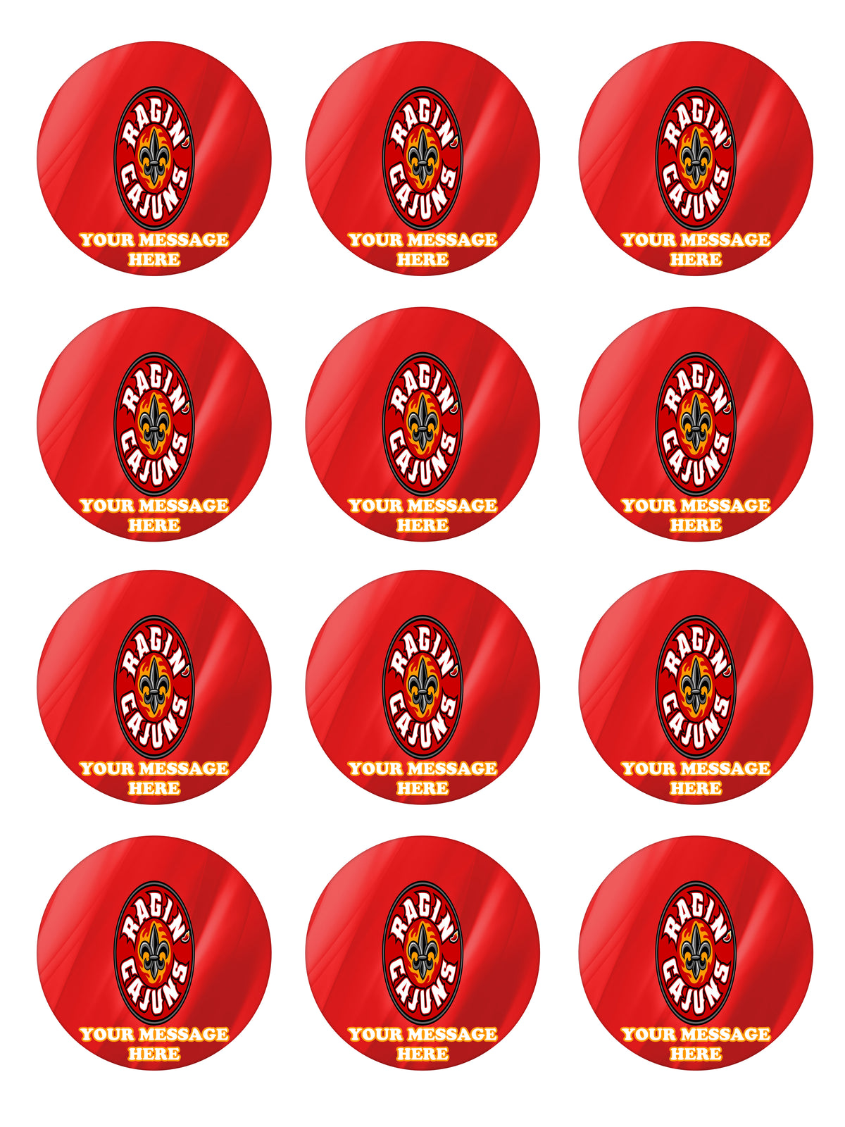 Louisiana Ragin' Cajuns Edible Cupcake Toppers (12 Images) Cake Image Icing Sugar Sheet