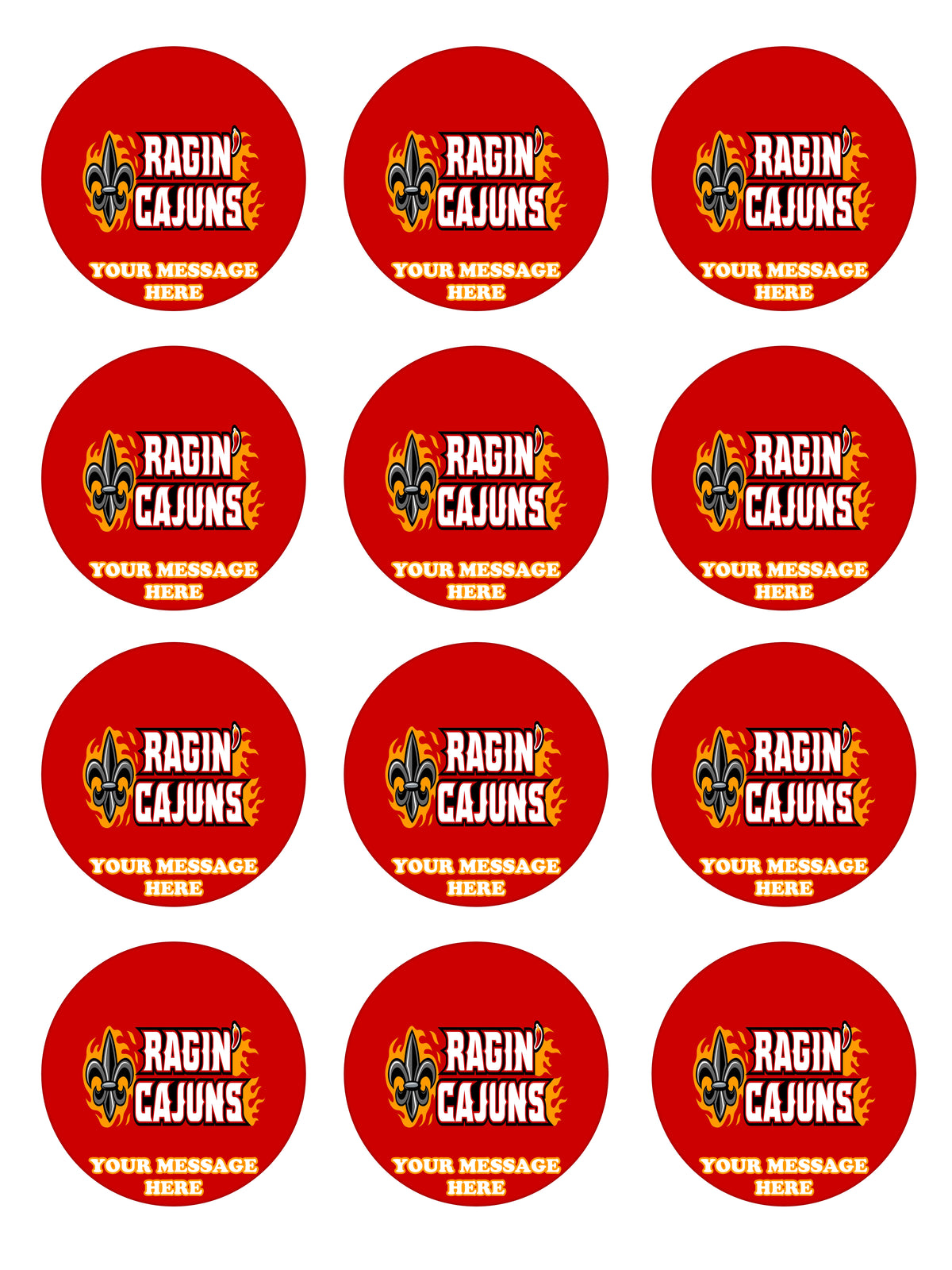 Louisiana Ragin' Cajuns Edible Cupcake Toppers (12 Images) Cake Image Icing Sugar Sheet