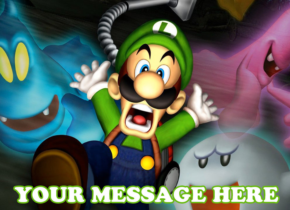 Luigi's Mansion Edible Image Cake Topper Personalized Birthday Sheet Decoration Custom Party Frosting Transfer Fondant