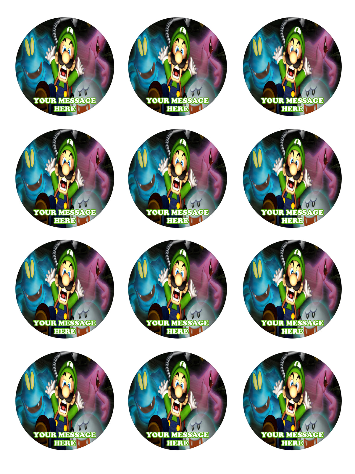 Luigi's Mansion Edible Cupcake Toppers (12 Images) Cake Image Icing Sugar Sheet