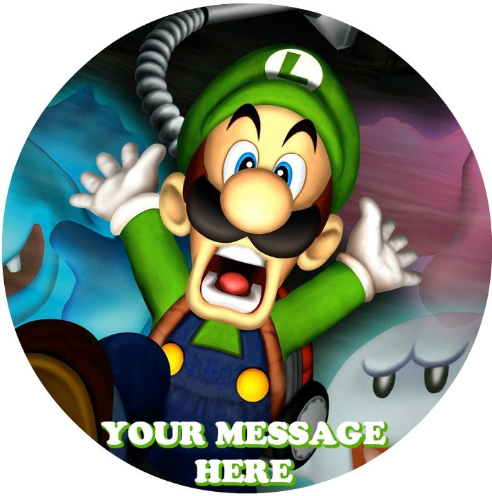 Luigi's Mansion Edible Image Cake Topper Personalized Birthday Sheet Custom Frosting Round Circle