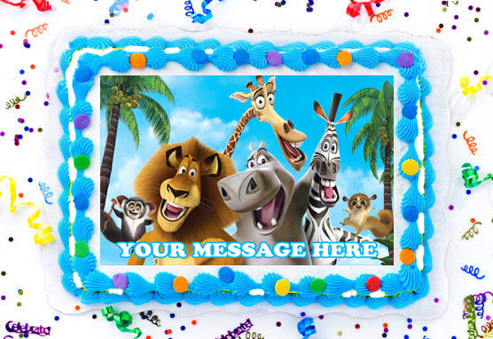 Madagascar Edible Image Cake Topper Personalized Birthday Sheet Decoration Custom Party Frosting Transfer Fondant