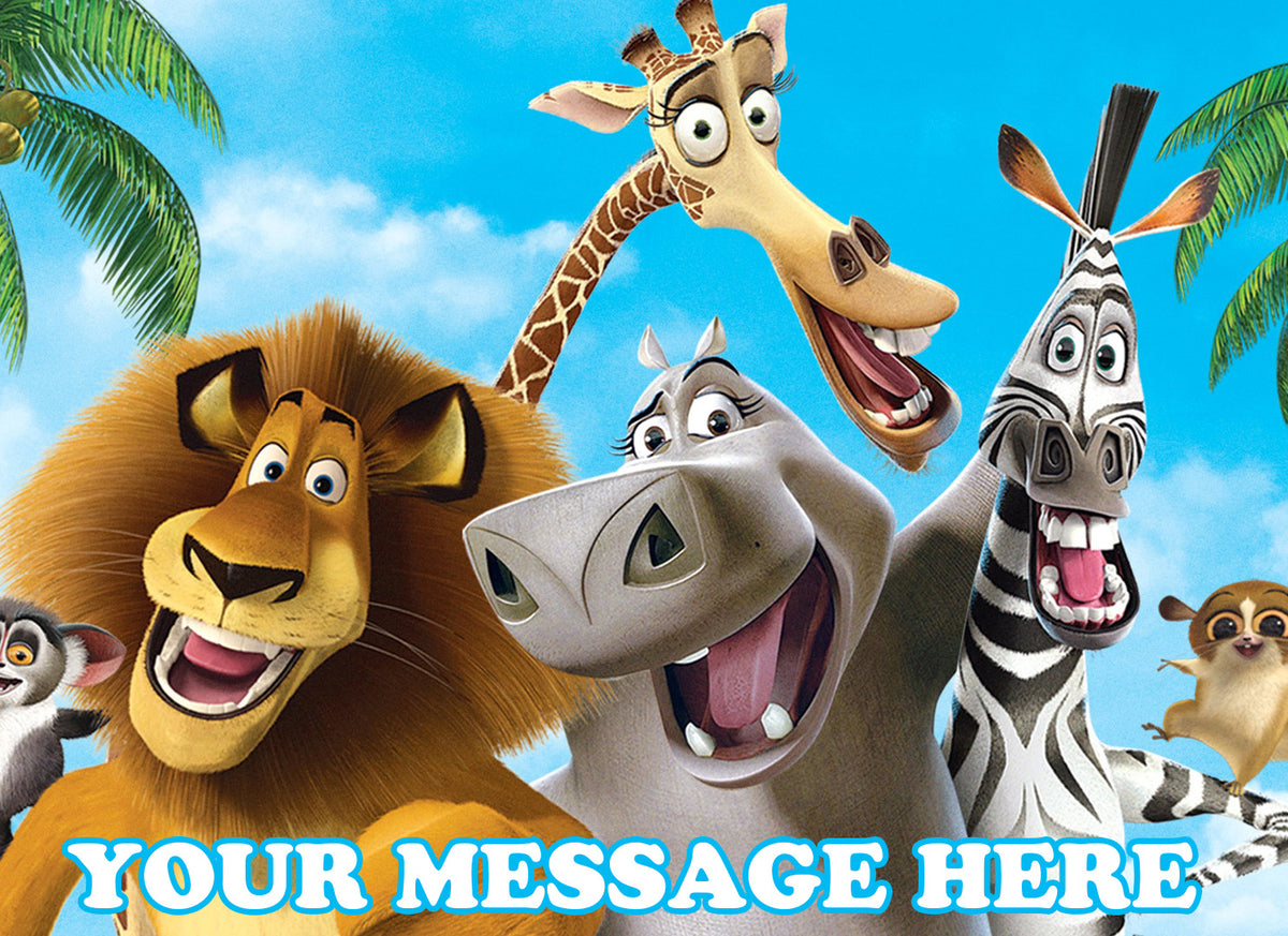 Madagascar Edible Image Cake Topper Personalized Birthday Sheet Decoration Custom Party Frosting Transfer Fondant