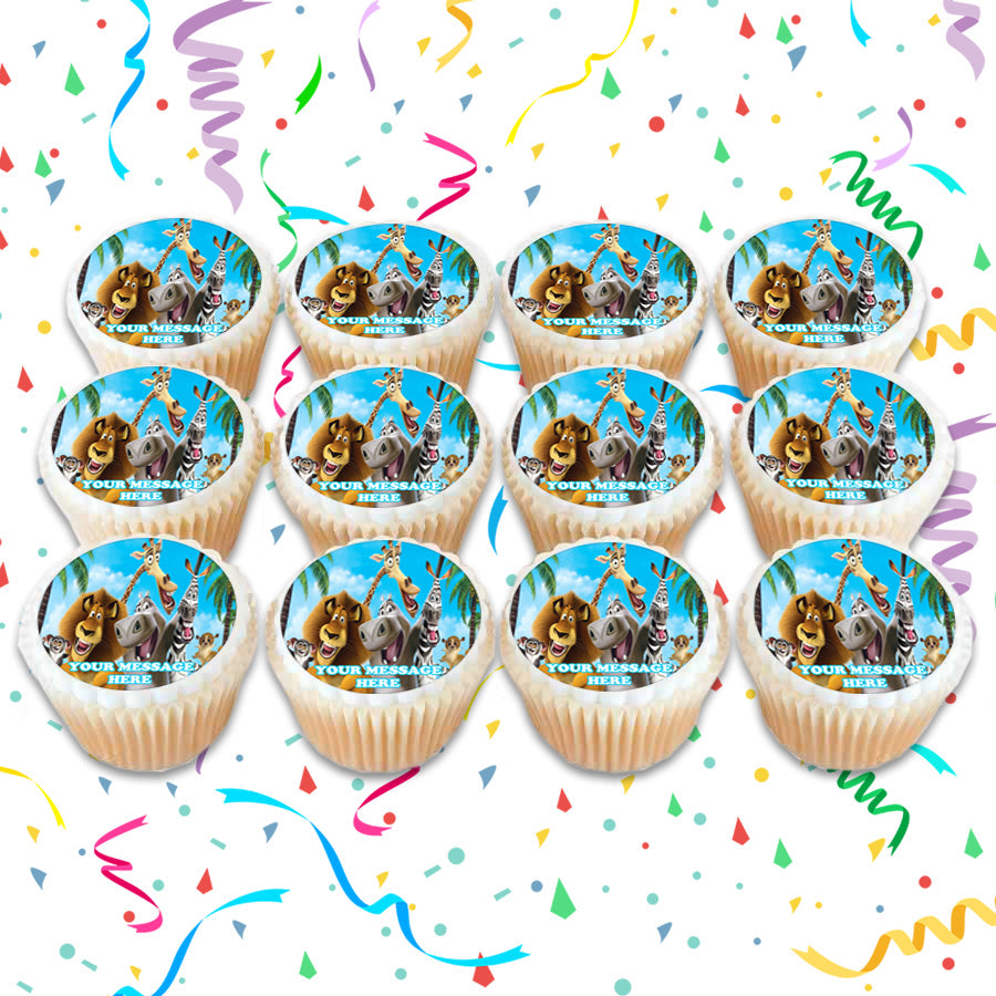 Madagascar Edible Cupcake Toppers (12 Images) Cake Image Icing Sugar Sheet