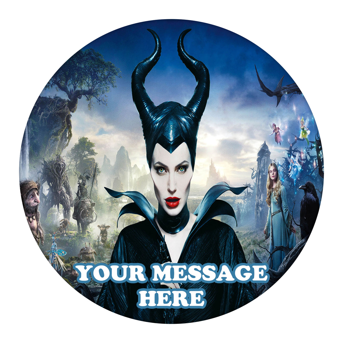Maleficent Edible Image Cake Topper Personalized Birthday Sheet Custom Frosting Round Circle