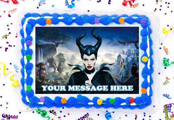 Maleficent Edible Image Cake Topper Personalized Birthday Sheet Decoration Custom Party Frosting Transfer Fondant