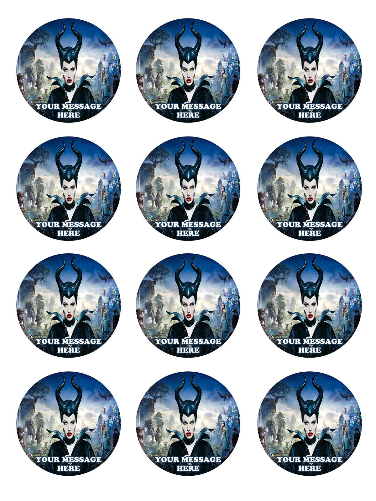Maleficent Edible Cupcake Toppers (12 Images) Cake Image Icing Sugar Sheet