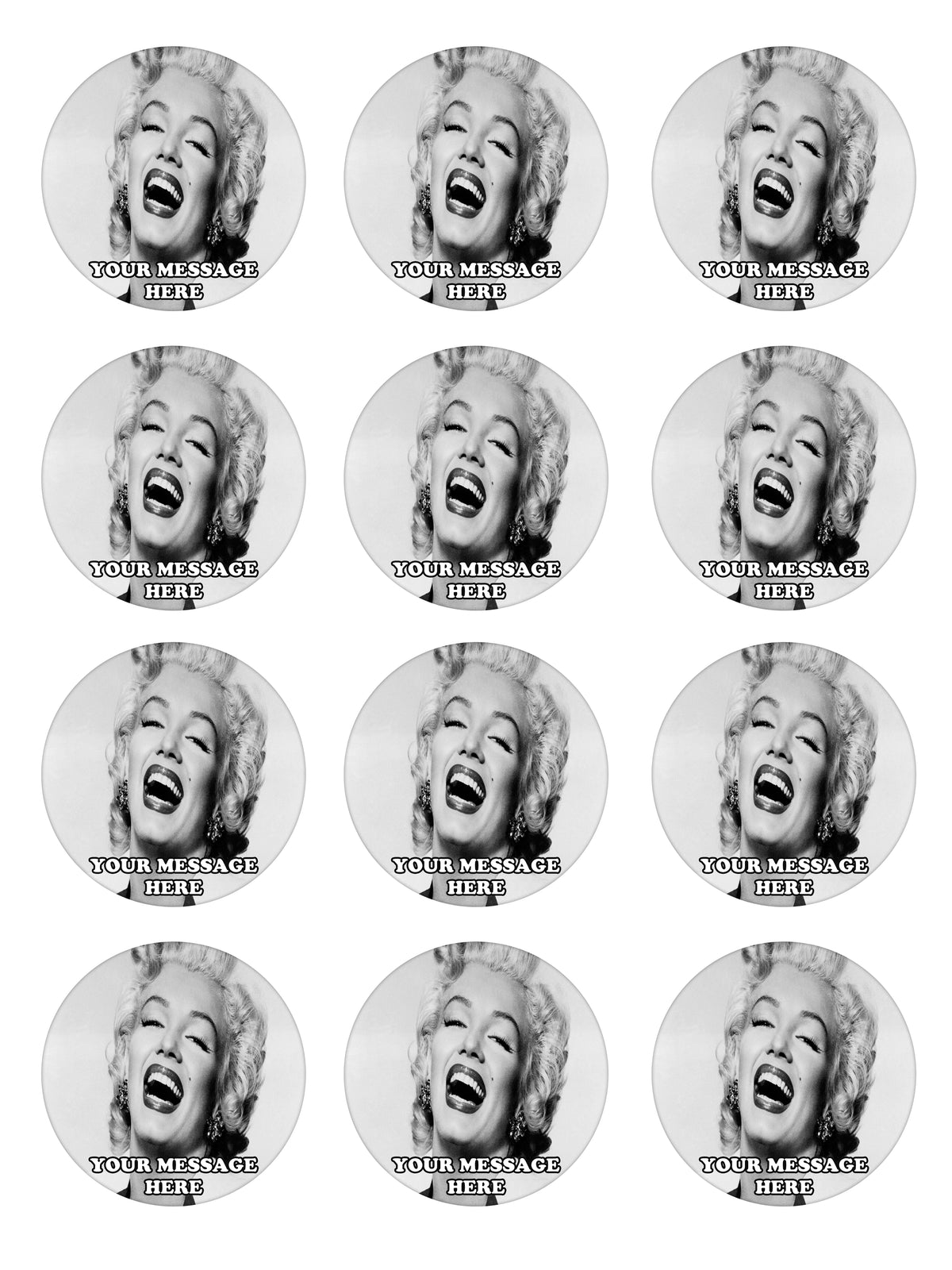 Marilyn Monroe Edible Cupcake Toppers (12 Images) Cake Image Icing Sugar Sheet