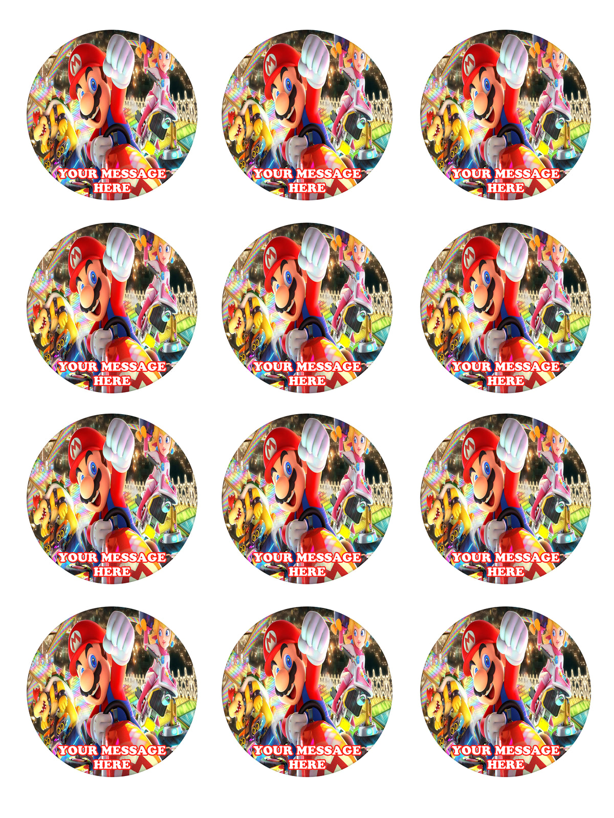 Mario Kart Edible Cupcake Toppers (12 Images) Cake Image Icing Sugar Sheet