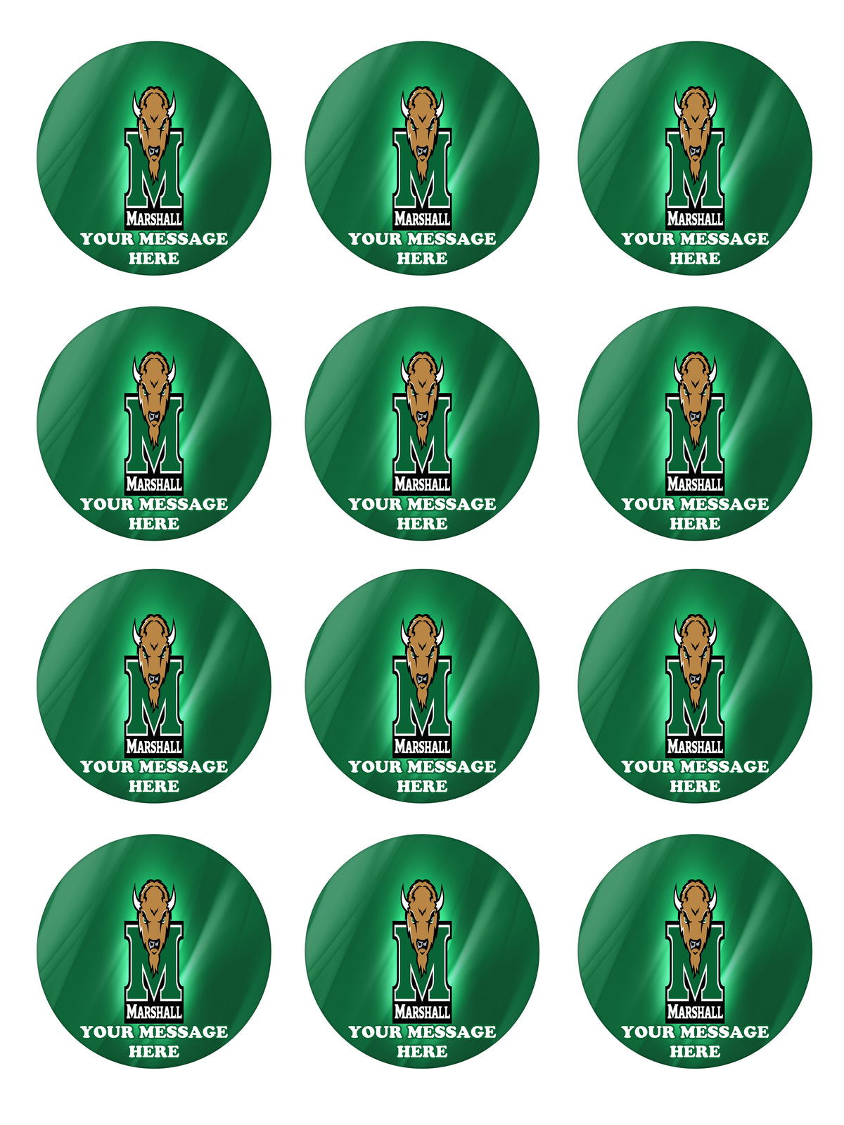 Marshall Thundering Herd Edible Cupcake Toppers (12 Images) Cake Image Icing Sugar Sheet