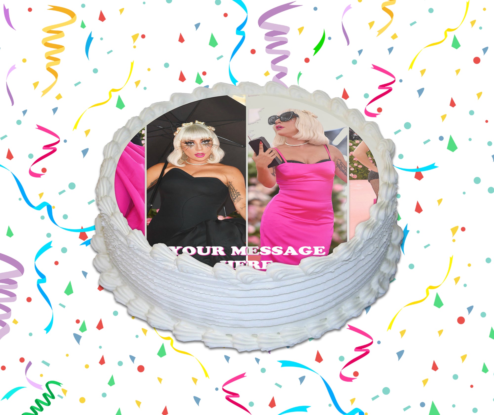 Lady Gaga Edible Image Cake Topper Personalized Birthday Sheet Custom Frosting Round Circle