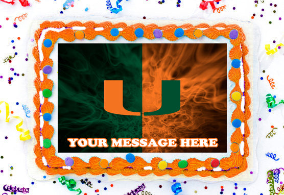 Miami Hurricanes Edible Image Cake Topper Personalized Birthday Sheet Decoration Custom Party Frosting Transfer Fondant