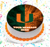 Miami Hurricanes Edible Image Cake Topper Personalized Birthday Sheet Custom Frosting Round Circle