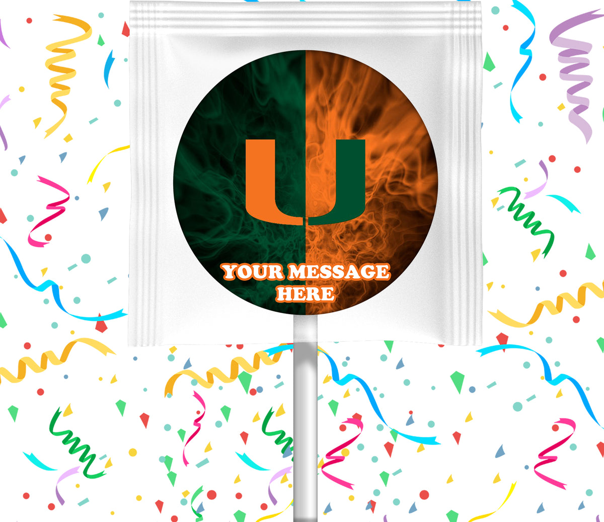 Miami Hurricanes Lollipops Party Favors Personalized Suckers 12 Pcs