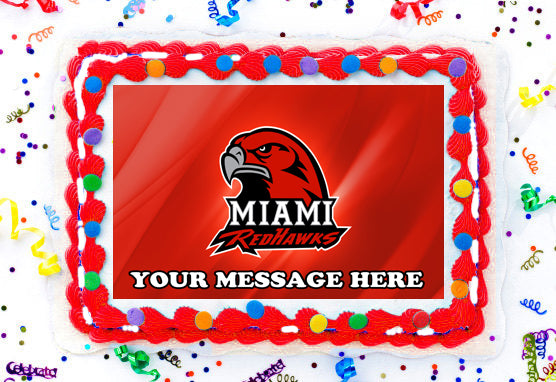 Miami Redhawks Edible Image Cake Topper Personalized Birthday Sheet Decoration Custom Party Frosting Transfer Fondant