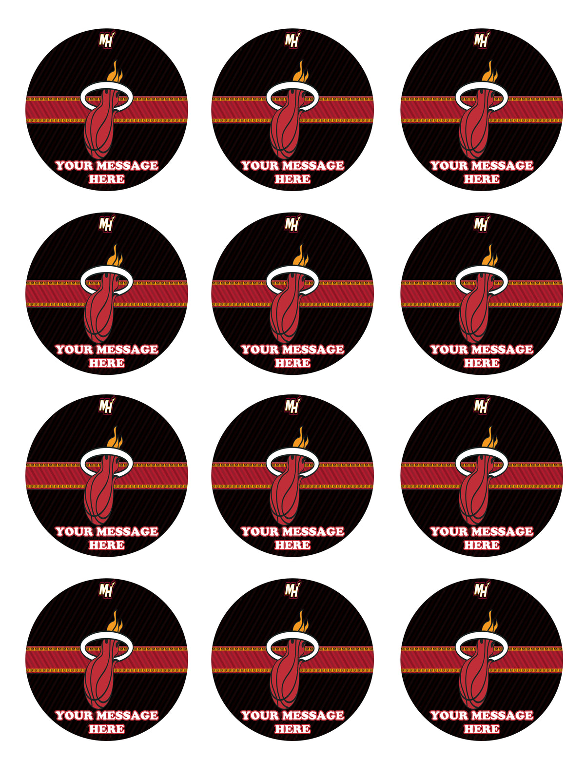 Miami Heat Edible Cupcake Toppers (12 Images) Cake Image Icing Sugar Sheet