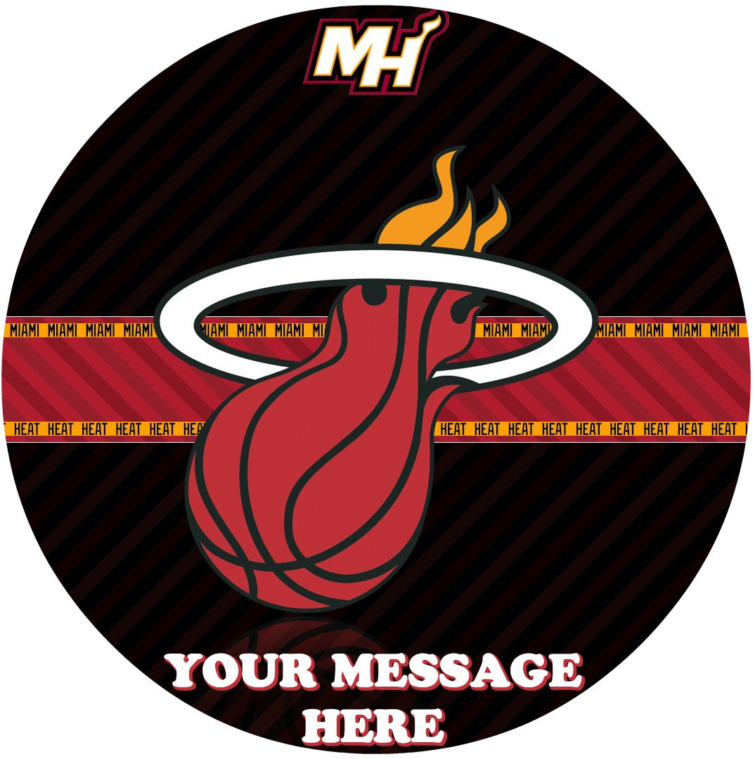 Miami Heat Edible Image Cake Topper Personalized Birthday Sheet Custom Frosting Round Circle