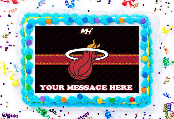 Miami Heat Edible Image Cake Topper Personalized Birthday Sheet Decoration Custom Party Frosting Transfer Fondant