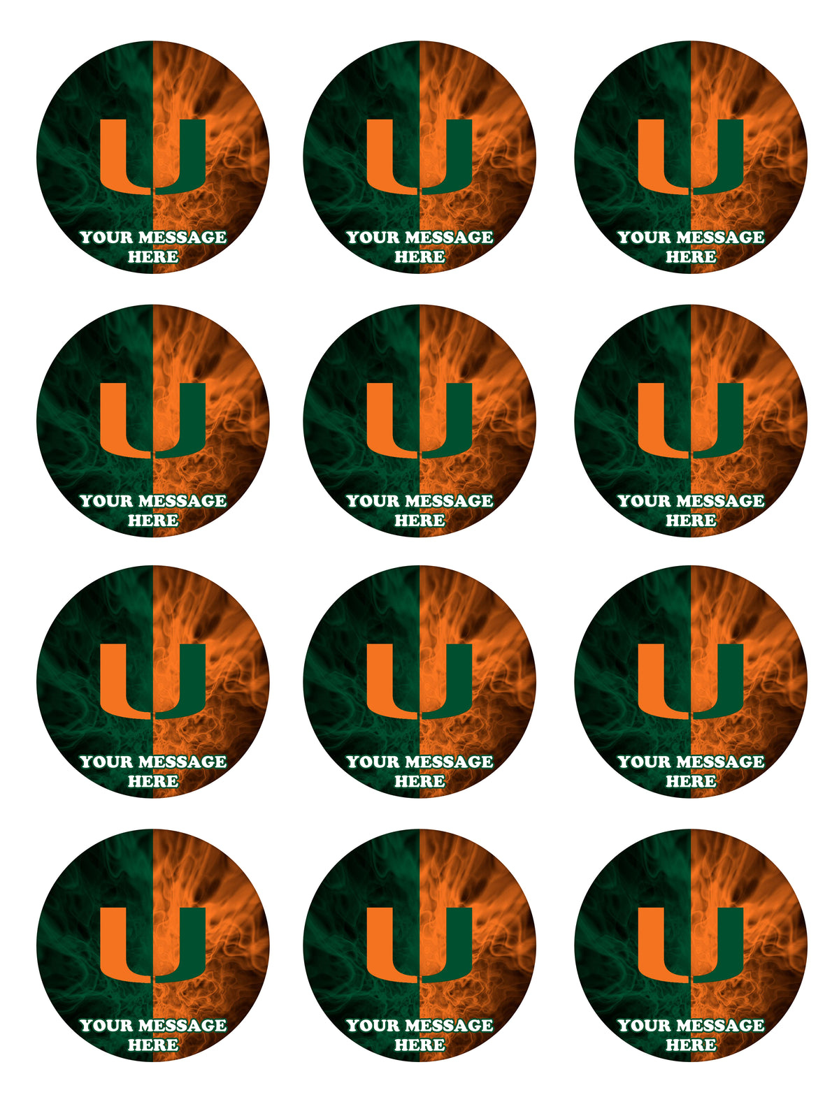 Miami Hurricanes Edible Cupcake Toppers (12 Images) Cake Image Icing Sugar Sheet