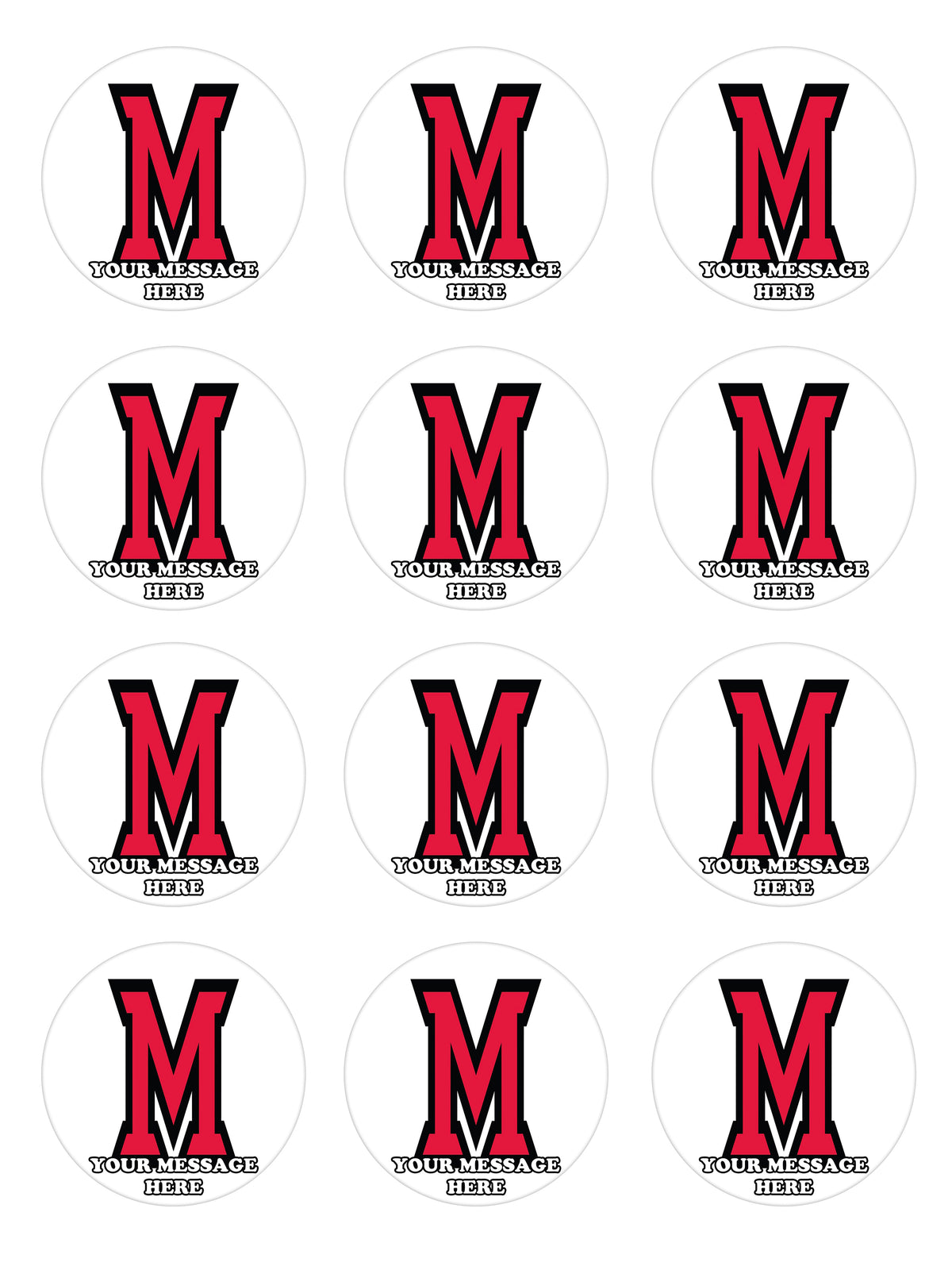 Miami University Edible Cupcake Toppers (12 Images) Cake Image Icing Sugar Sheet