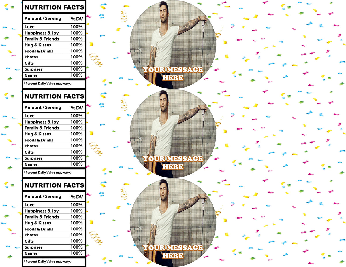 Adam Levine Water Bottle Stickers 12 Pcs Labels Party Favors Supplies Decorations