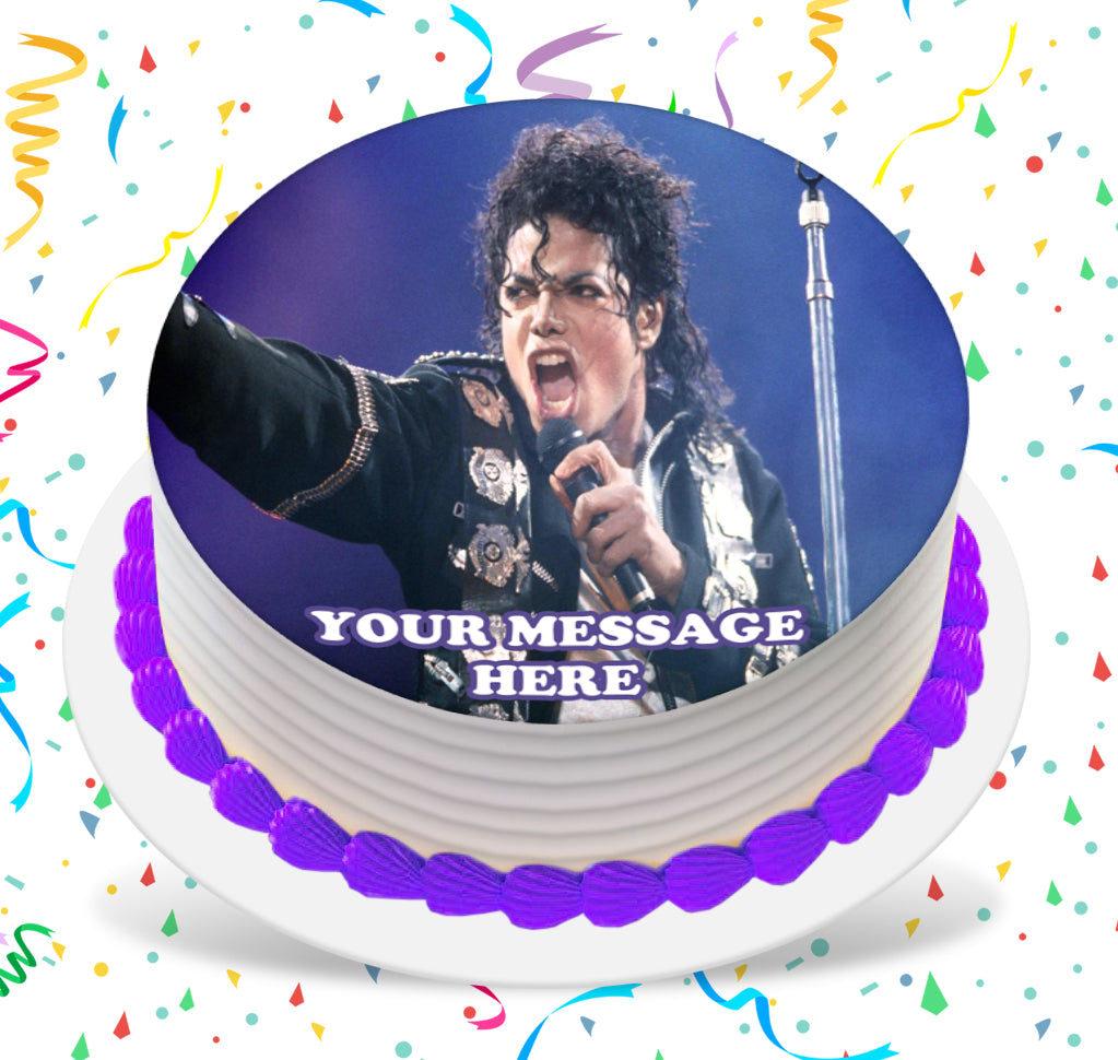 Michael Jackson Edible Image Cake Topper Personalized Birthday Sheet Custom Frosting Round Circle