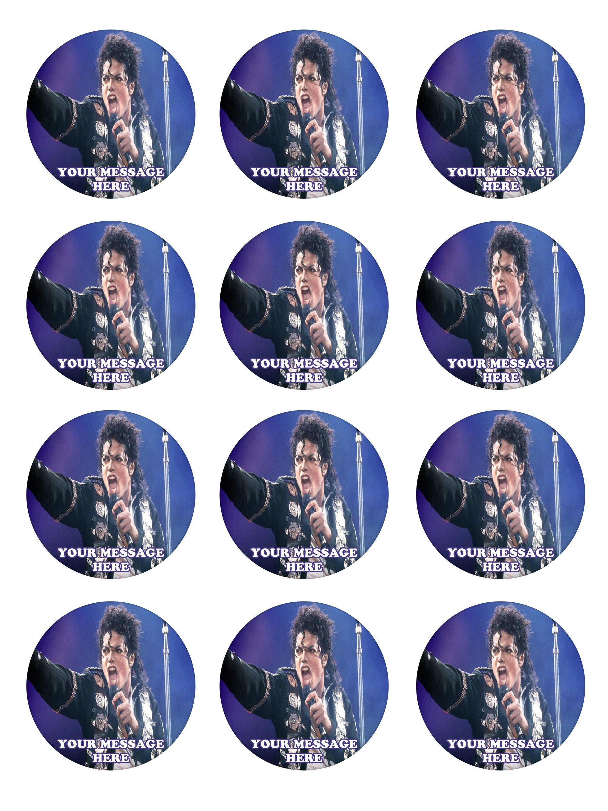 Michael Jackson Edible Cupcake Toppers (12 Images) Cake Image Icing Su