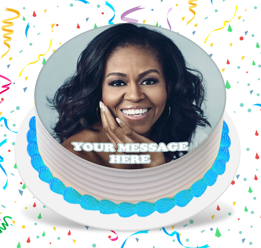 Michelle Obama Edible Image Cake Topper Personalized Birthday Sheet Custom Frosting Round Circle