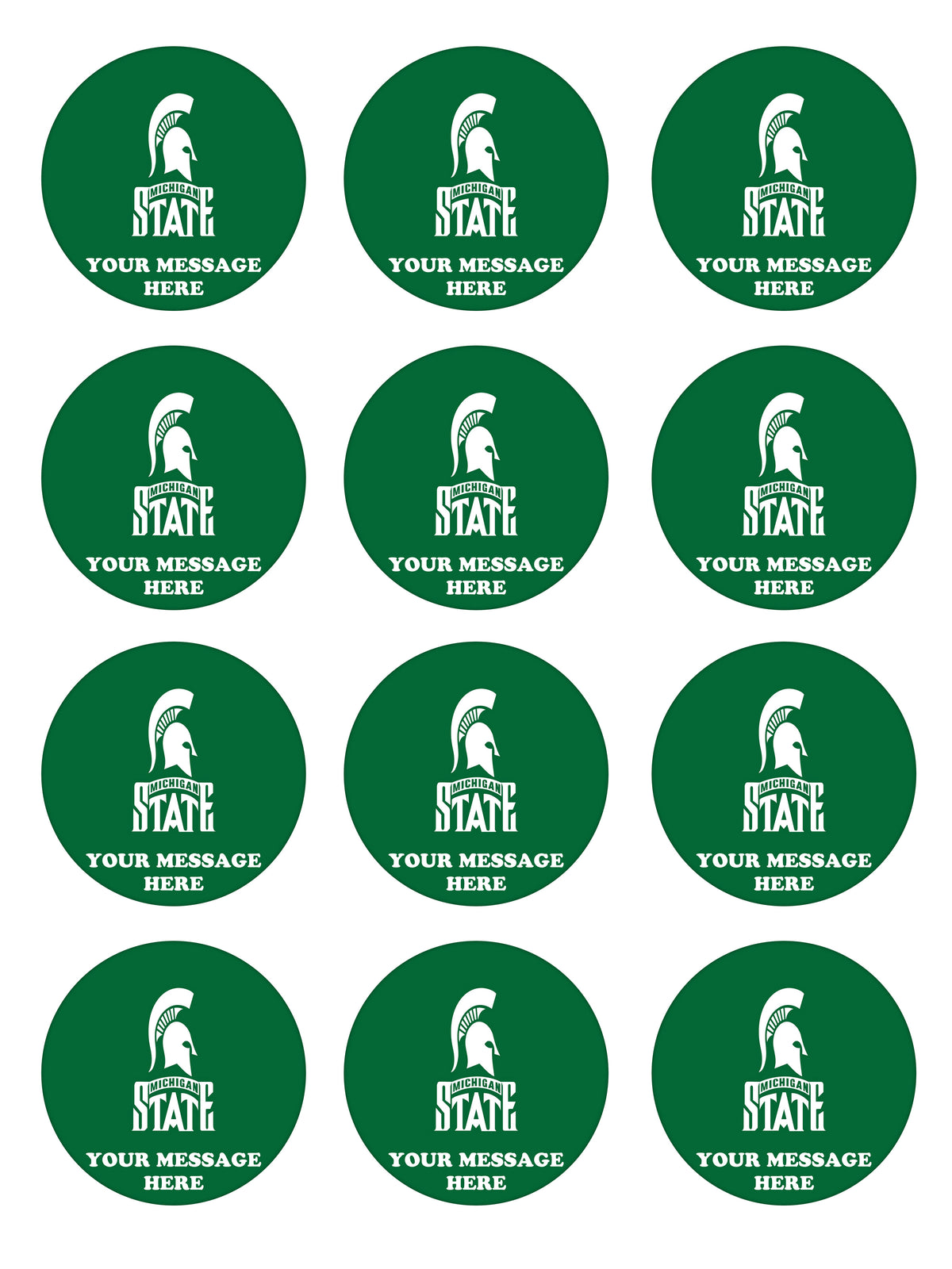 Michigan State Spartans Edible Cupcake Toppers (12 Images) Cake Image Icing Sugar Sheet