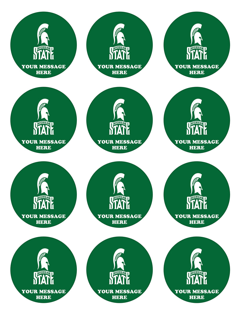 Michigan State Spartans Edible Cupcake Toppers (12 Images) Cake Image ...