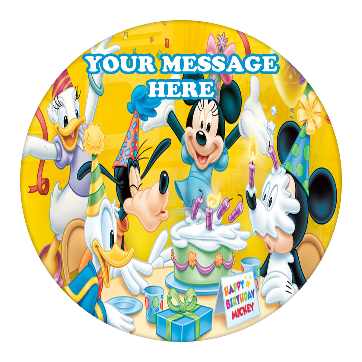 Mickey Mouse Edible Image Cake Topper Personalized Birthday Sheet Custom Frosting Round Circle