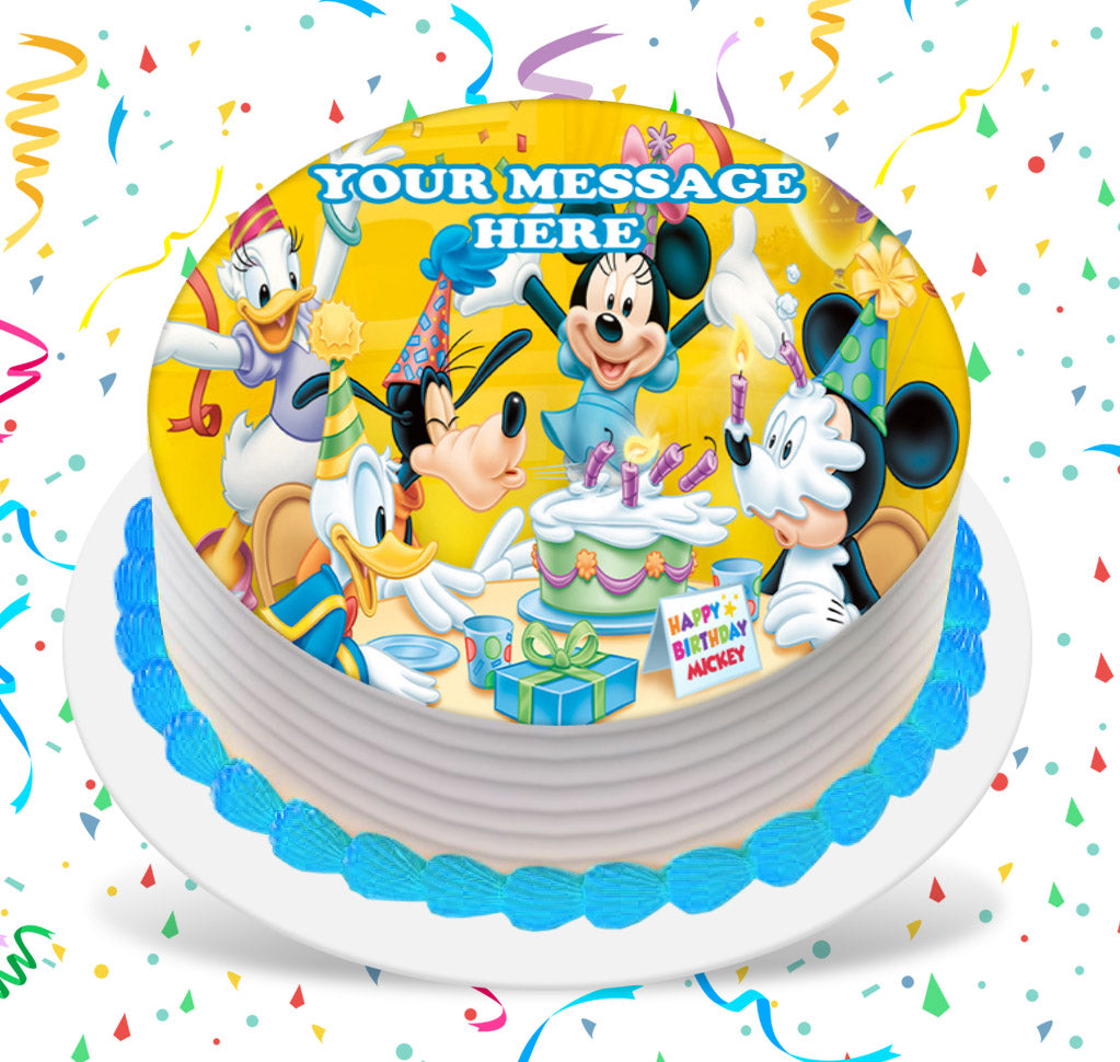 Mickey Mouse Edible Image Cake Topper Personalized Birthday Sheet Custom Frosting Round Circle