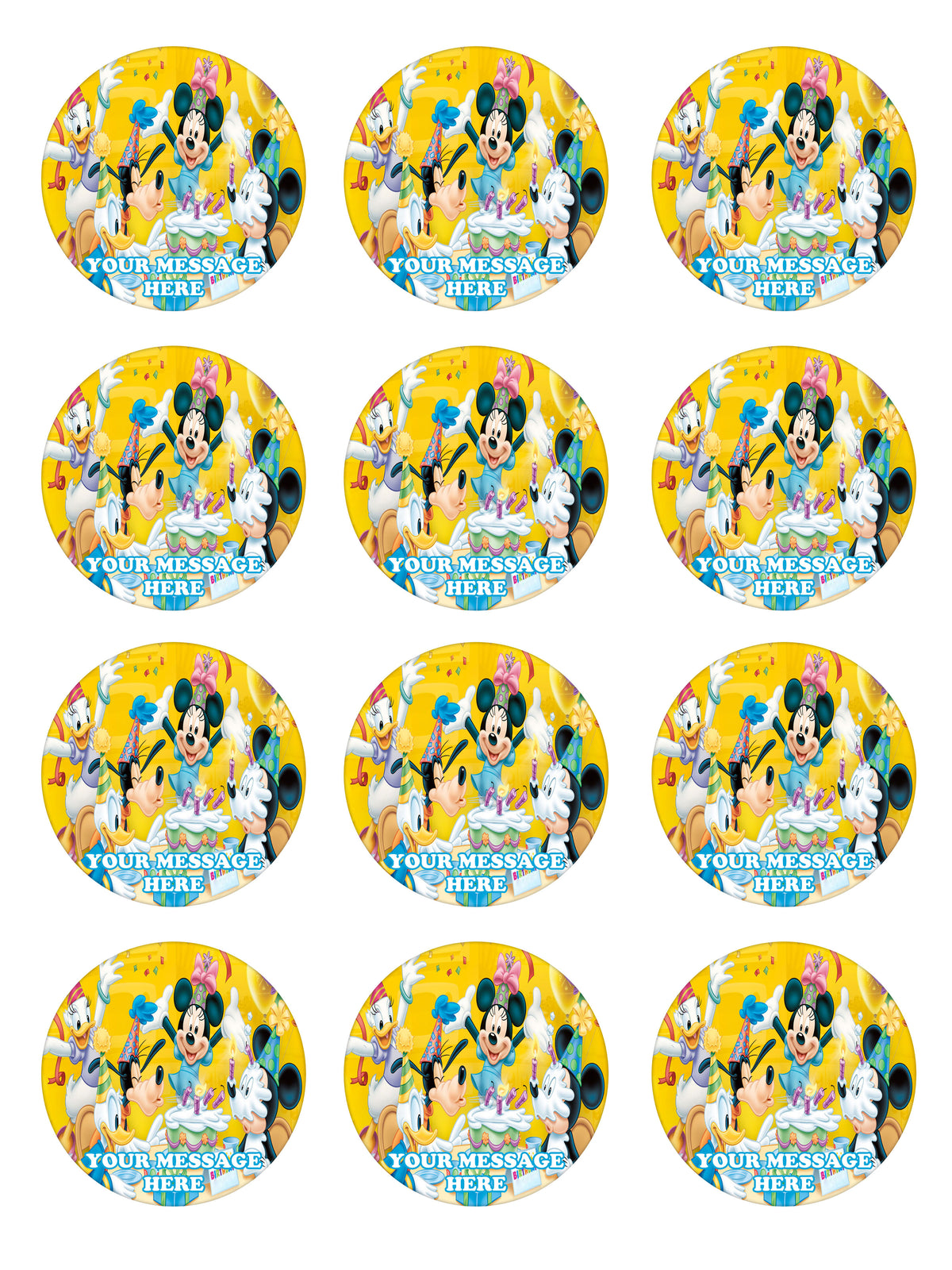 Mickey Mouse Edible Cupcake Toppers (12 Images) Cake Image Icing Sugar Sheet