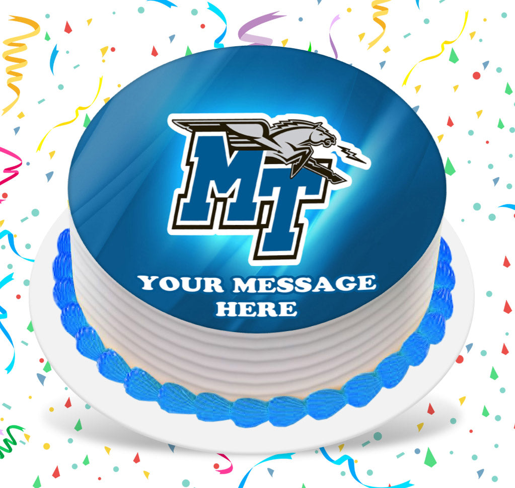 Middle Tennessee State University Edible Image Cake Topper Personalized Birthday Sheet Custom Frosting Round Circle