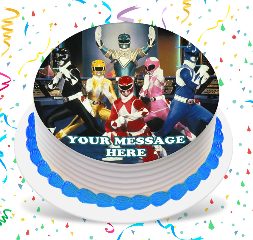 Mighty Morphin Power Rangers Edible Image Cake Topper Personalized Birthday Sheet Custom Frosting Round Circle