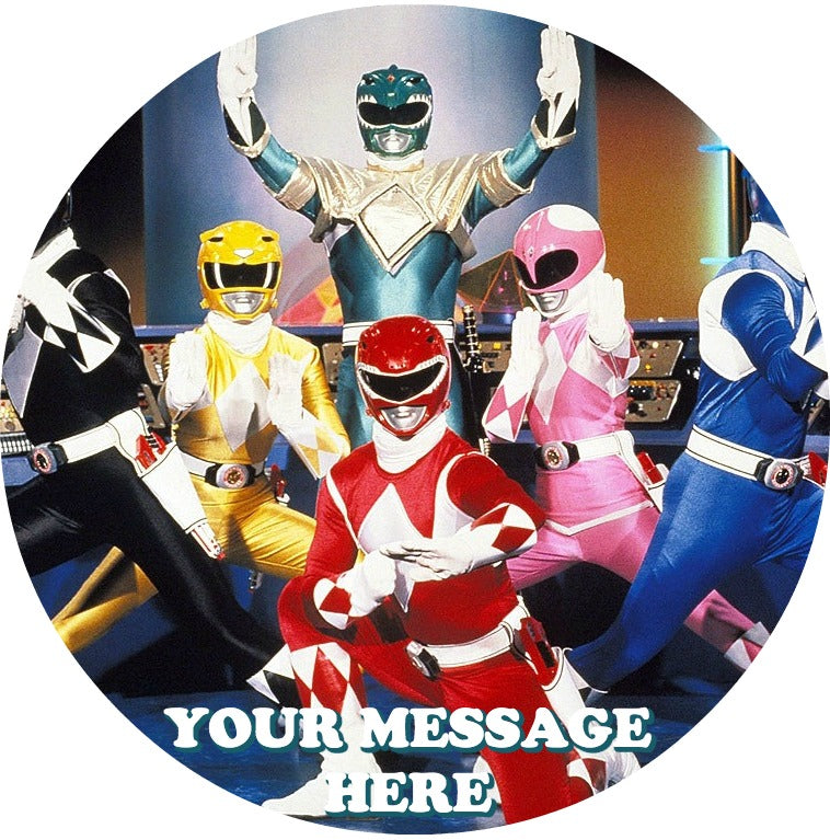 Mighty Morphin Power Rangers Edible Image Cake Topper Personalized Birthday Sheet Custom Frosting Round Circle