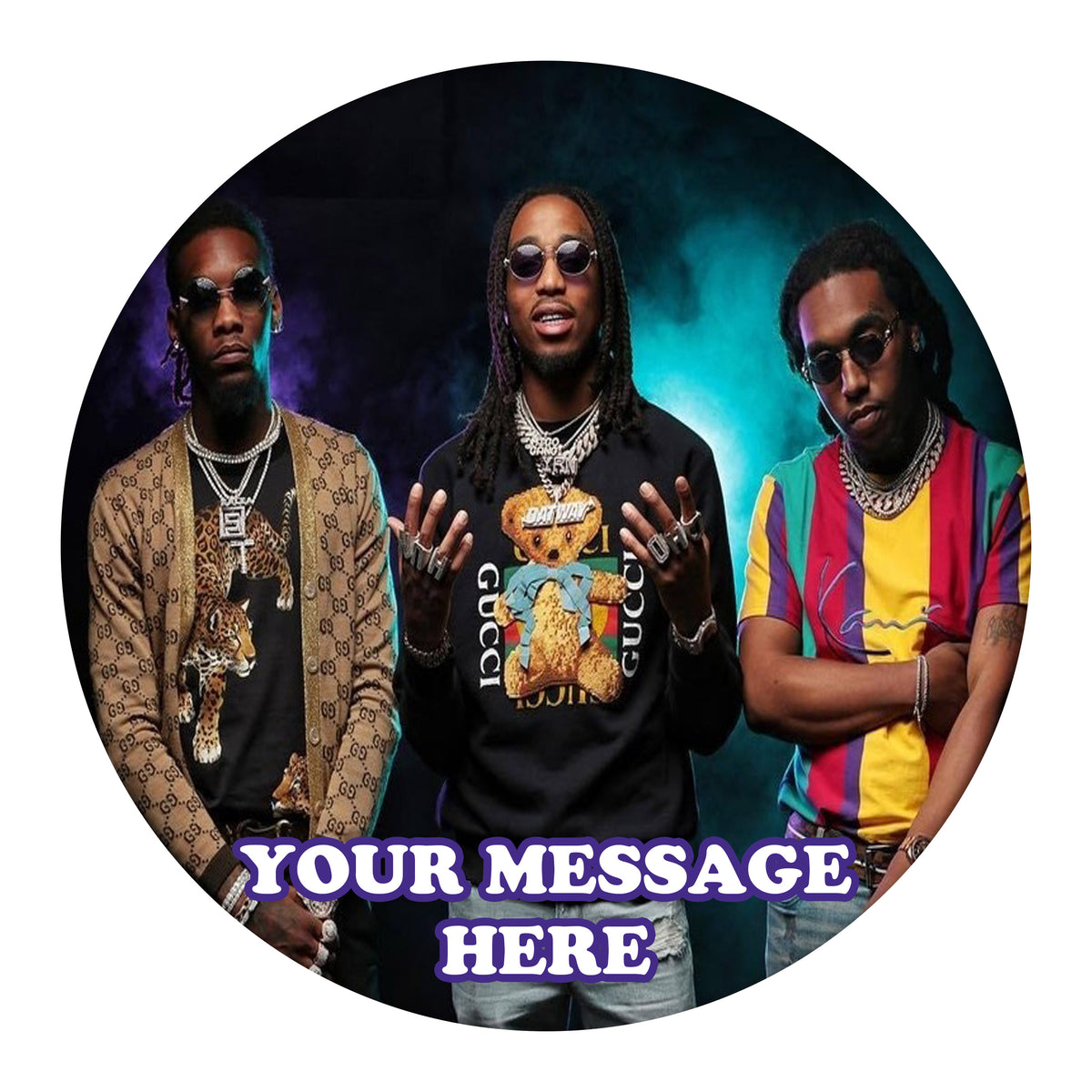 Migos Edible Image Cake Topper Personalized Birthday Sheet Custom Frosting Round Circle